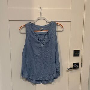 Allison Joy Blue Lace-Up Blouse